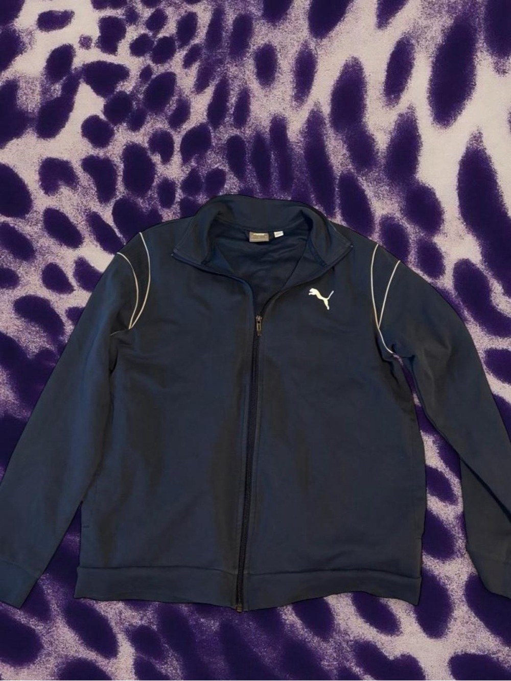 Puma Womeo Navy Blue Full‑Zip Athletic Jacket with White Logo